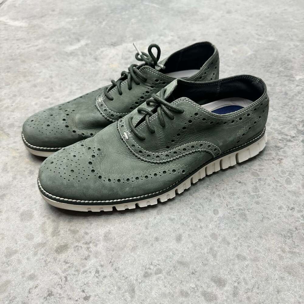 Cole Haan Green Suede Zerogrand Wingtip Oxford - Size 8.5M